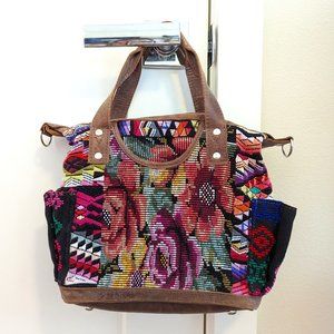 One-Of-A-Kind Nena & Co Full Huipil Core Leather Mini Convertible Day Bag